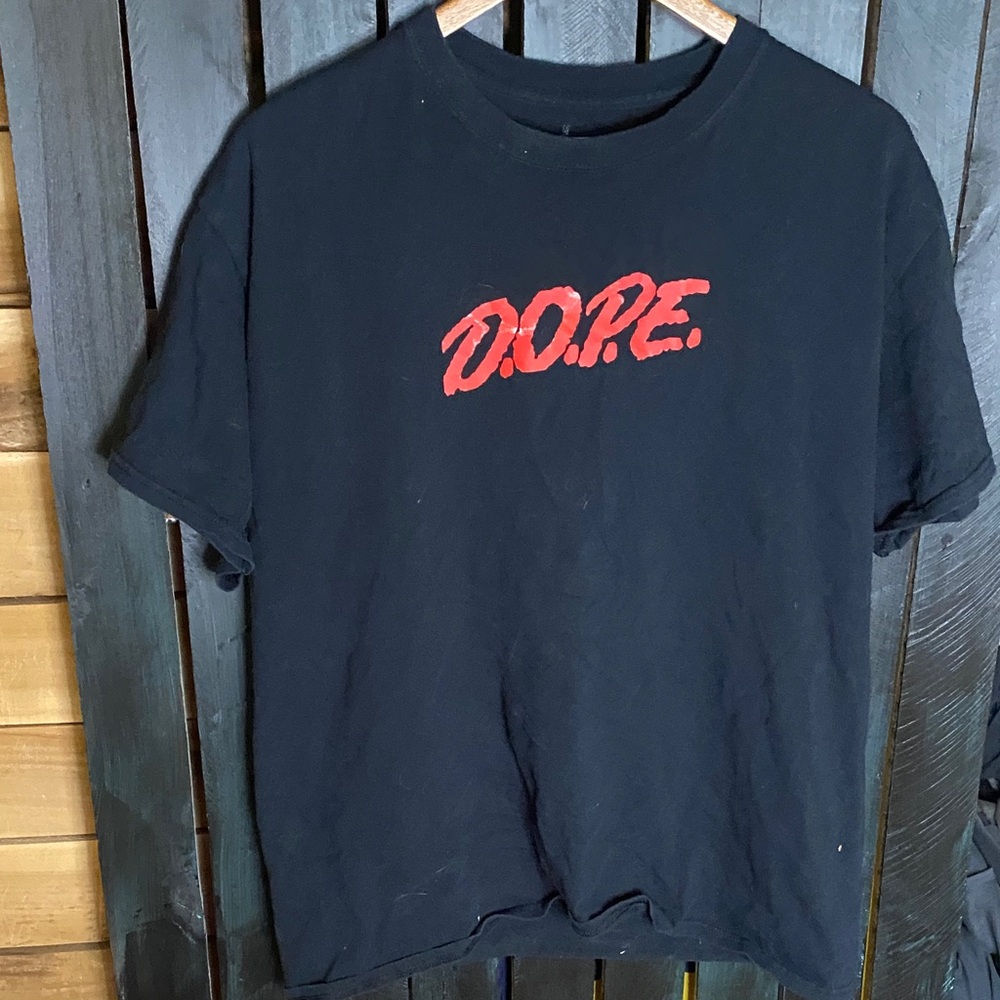 D.O.P.E. Black T-Shirt with Red Graphic size medium (shrunk from large)
